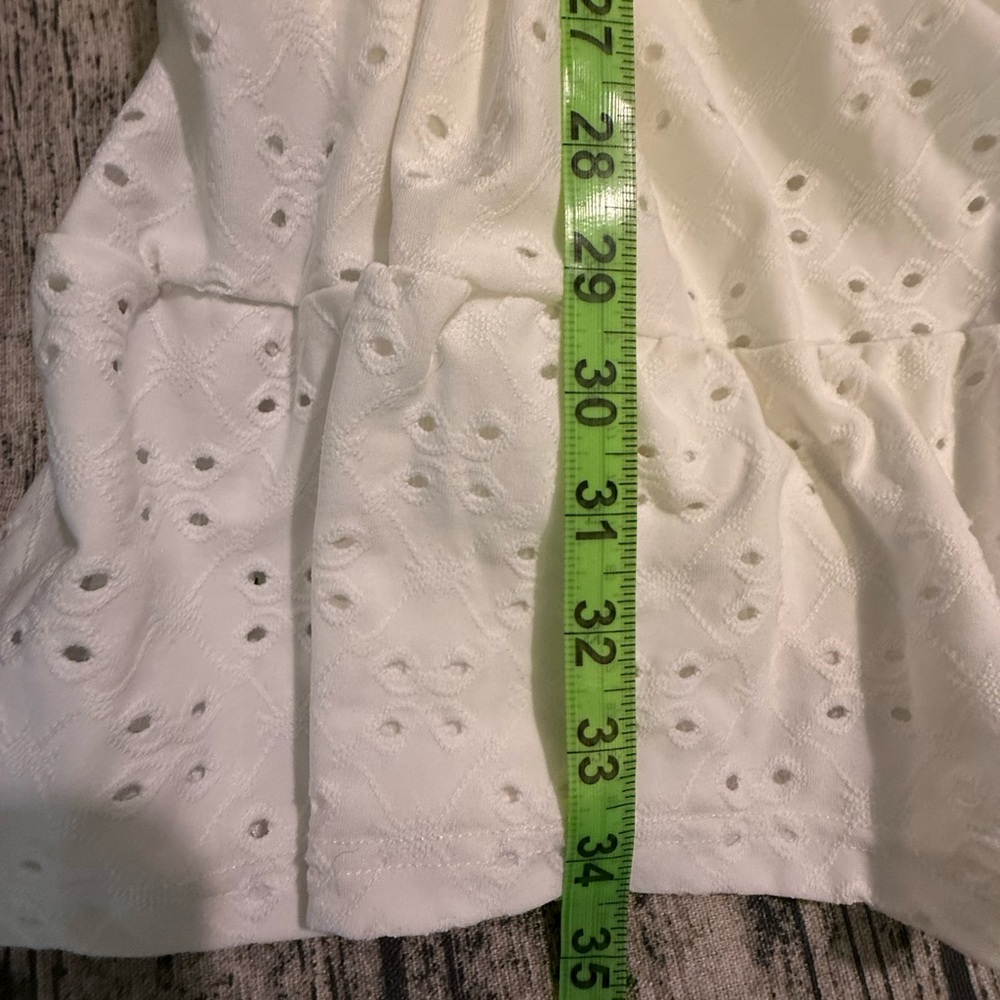 Tiered White Eyelet Button Down Dress Pockets Emery Rose 2XL Casual - Picture 14 of 14